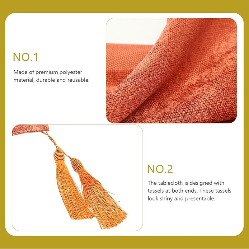 Cotton Linen Table Runner with Tassels Decorative Dining Table Cover for Wedding Party - Image 4